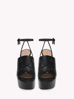Sandals-Gianvito Rossi HOLLY LACE UP BLACK LEATHER