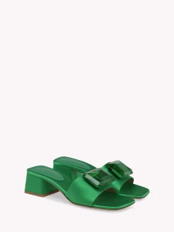 Mules-Gianvito Rossi JAIPUR SLIDE 45 GREEN SATIN