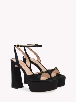 Sandals-Gianvito Rossi MADDY PLATFORM BLACK SATIN