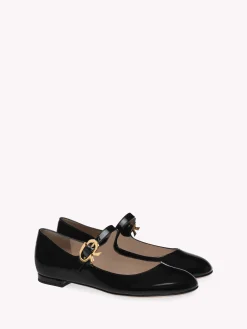 Flats-Gianvito Rossi MARY RIBBON 05 BLACK PATENT