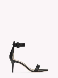 Sandals-Gianvito Rossi PORTOFINO 70 BLACK LEATHER